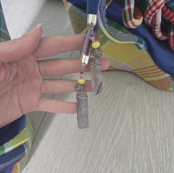 Colorful Plaid Wedge Sandals - Picture 5 of 5